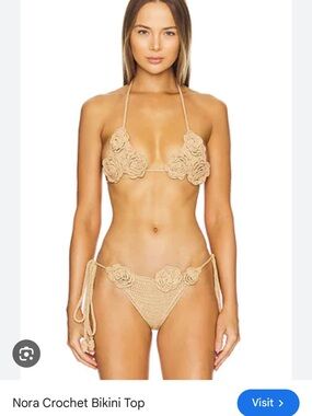 Tularosa Nora Crochet Bikini Top in Beige